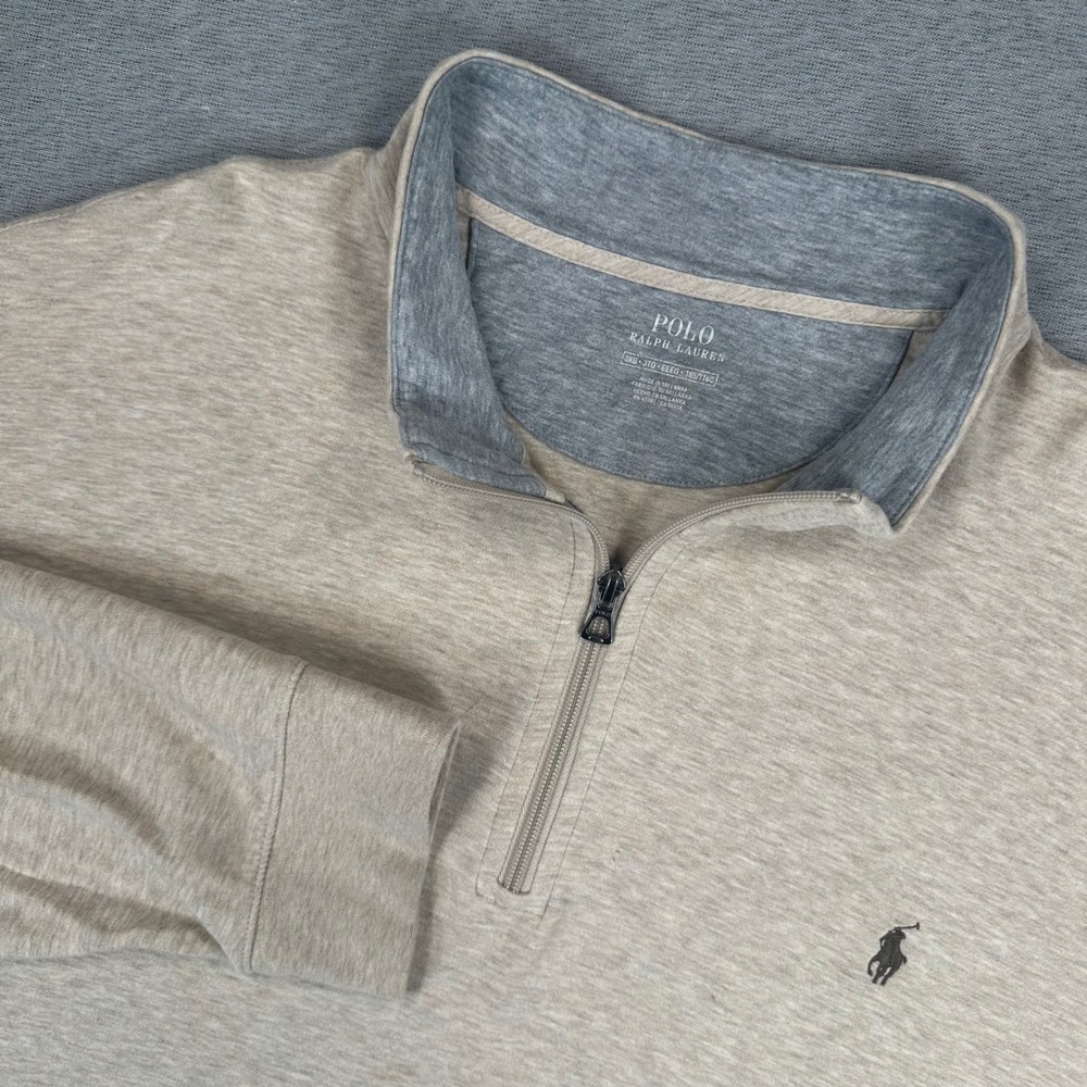 Polo Ralph Lauren Sweater Mens 3XB Oatmeal 1/4 Zip Mock Neck Big Tall Pullover
